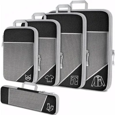 Produktbild von Famanu Organizer für Reisekoffer - 5-teilig - schwarz - kompaktes Design für optimale Raumnutzung