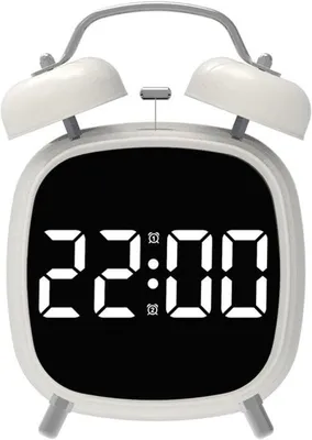 Image de VHV - Réveil numérique rétro avec double alarme - Alarme de 70 dB, grand écran LED et mécanisme silencieux - Alimentation par USB ou piles - Blanc