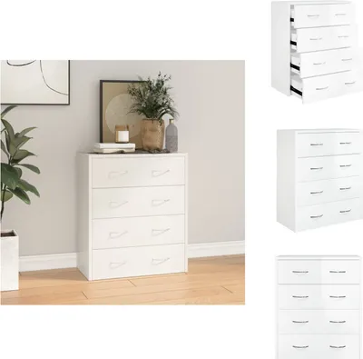 Produktbild von vidaXL Kommode mit 4 Schubladen 60x30,5x71 cm Hochglanz-Weiß -  Sideboards