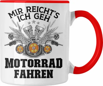 Produktbild von Trendation - Motorradfahrer Geschenk für Männer Motorrad Tasse mit Spruch Kaffeetasse für Biker Herren (Rot)