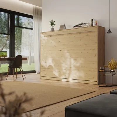 Produktbild von Schrankbett SMARTBett Standard 140x200 cm Horizontal Wildeiche Wandklappbett