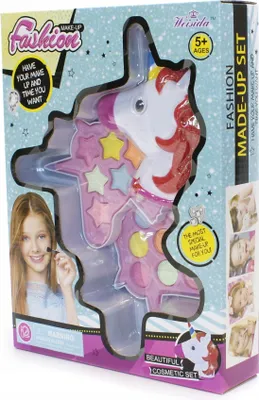 Image de Kit de maquillage pour enfants Licorne - Palette d'ombres à paupières dans un étui - Jouet de maquillage créatif pour filles
