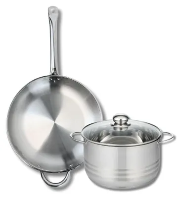Kochtopf-Set 2-teilig, 32 cm + 24 cm, Edelstahl, Induktion
