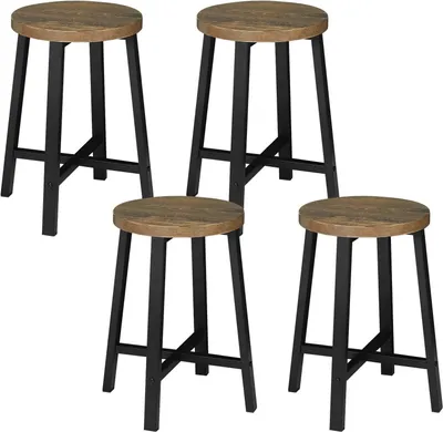 Produktbild von 4-teiliges Esszimmerhocker-Set mit Metallbeinen | Schwarz | 29,5x46x29,5 cm