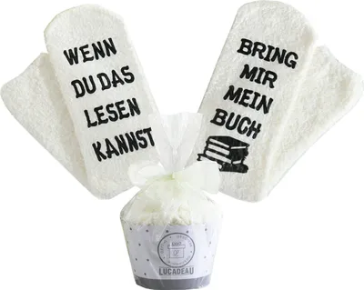 Produktbild von Buch Socken mit Anti-Rutsch-Aufschrift "WENN DU DAS LESEN KANNST, BRING MIR MEIN BUCH" (Creme Farbe)