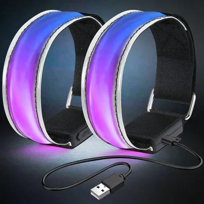 Productafbeelding van Elektrische LED-armband - Oplaadbare lichtarmband - Veiligheidslicht voor joggen en outdooractiviteiten - Universeel - Ideaal voor joggen en buitensporten