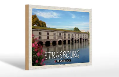 Produktbild von Holzschild Reise 30x20cm Strasbourg Frankreich Barrage Vauban Deko