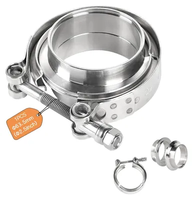 Productafbeelding van V-Band Klem + Flens 63.5mm Compleet RVS Uitlaat Klemset