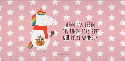 Produktbild von Mr. & Mrs. Panda Handtuch Einhorn Pilz - Rot Pastell - Geschenk, Motivation, Spruch, 50x100, Unicorn, gesichtstuch, Einhörner, frottee, Flauschtuch, Pilze
