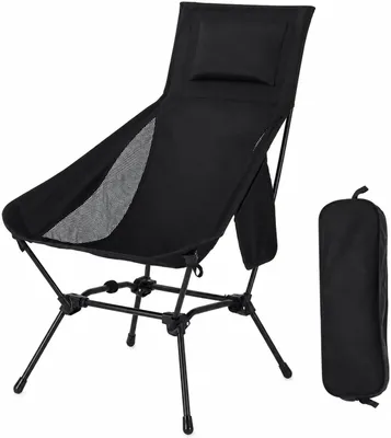 Produktbild von Campingstuhl faltbar 74x58x90 cm, schwarz, mit Rückenlehne und Seitentasche, Tragetasche, für Garten