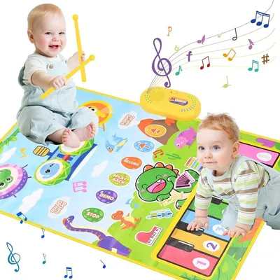 Produktbild von Minicee 2-in-1 Musikmatte für Kinder mit Piano & Trommel Dinosaurier Design