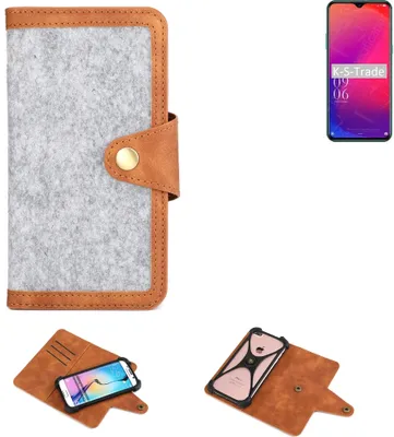 Produktbild von K-S-Trade Handyhülle kompatibel mit Doogee X95 Pro Schutzhülle Filz-Hülle Kunst-Leder hellgrau braun (1x)