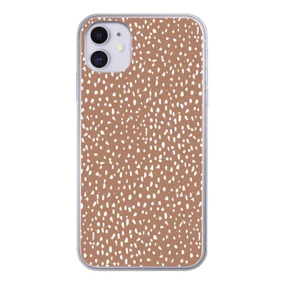 Produktbild von MuchoWow® Handyhülle Schutzhülle Hülle für iPhone 11 Polka dots - Weiß - Braun Silikon Softcase Handy Hülle - Handytasche