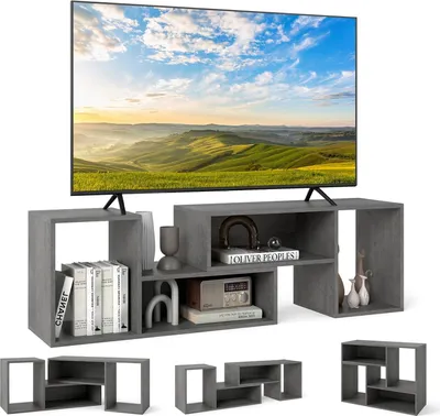 Produktbild von KOMFOTTEU Fernsehschrank Holz, TV-Schrank frei kombinierbar, TV Lowboard für TVs bis zu 65 Zoll, Multifunktionaler Bücherregal & TV-Kommode