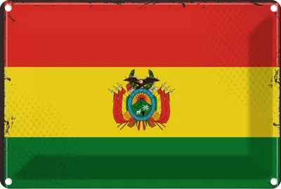 Produktbild von vianmo Blechschild 12x18 cm Boliviens Bolivia Flagge Fahne Wappen