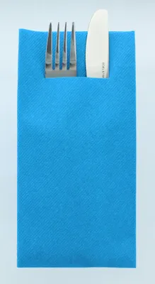 Produktbild von Airlaid Besteckservietten Aquablau, 40 x 40 cm, 75 Stück - Mank