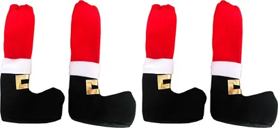 Produktbild von 4/8 Stück Weihnachtsstuhlbeinüberzüge mit Weihnachtsmann- und Elfenstiefel-Motiv, Tischbeinsocken, Esszimmerstuhlüberzüge, Möbelfußüberzüge für die Weihnachtsfeier- und Dinnerdekoration