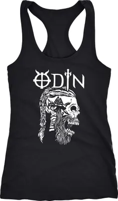 Produktbild von Damen Tank-Top Odin Totenkopf Bart Nordische Mythologie Ragnar Racerback Neverless® schwarz L