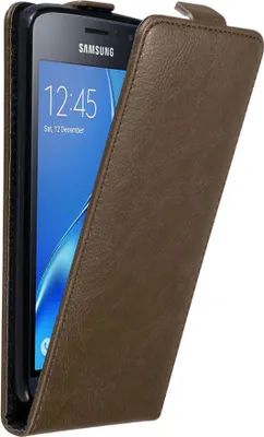 Produktbild von Cadorabo Hülle für Samsung Galaxy J1 2016 Schutz Hülle in Braun Flip Etui Handyhülle Case Cover