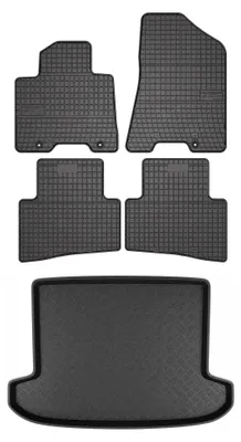 Produktbild von Gummimatten + Kofferraumwanne für Hyundai Tucson III 2015- (Standard-Kofferraum) – Schwarz, passgenau – Wielganizator SolidPRO