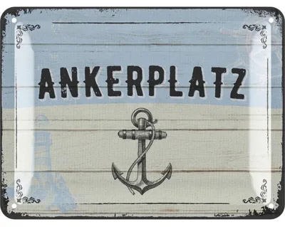 Produktbild von Blechschild retro Ankerplatz - maritime Anker Deko für Garten und Küche - Einweihungsgeschenk Wohnung Heimathafen 15x20cm