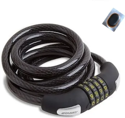 Produktbild von Starry Fahrrad - Zahlenschloss Fahrradschloss Clip-On-Halter Schwarz inkl. Schlauchflicken