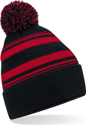 Immagine prodotto di Beechfield B473R | Fan Beanie a righe - Colore: Nero/Rosso classico - Taglia: Unica