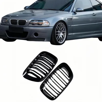 Produktbild von Kühlergrill-Set für BMW E46 Cabrio und Coupé, Sportdesign mit doppelter Strebe, in Schwarz