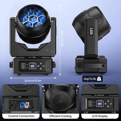 Obrázok produktu pre Mini Bee-Eye – pohyblivé osvetľovacie zariadenie – 250 W – 7 RGBW LED – svetelný panel – zoom – DMX – konektor pre európsku zásuvku