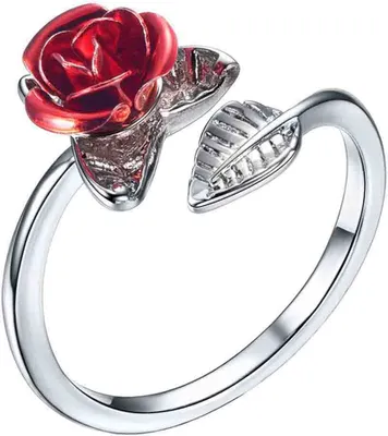 Produktbild von Offener Fingerring für Damen, Rose, Blume, verstellbar, Hochzeit, Verlobung, Schmuck, Geschenk-Silber