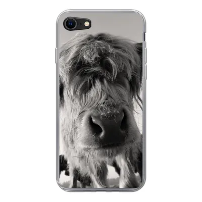 Produktbild von MuchoWow® Handyhülle Schutzhülle Hülle für iPhone 7 Schottischer Highlander - Schwarz - Weiß - Tiere Silikon Softcase Handy Hülle - Kartenhalter