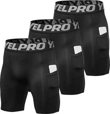 Produktbild von 3er Pack Herren Kompressionsshorts Active Workout Unterwäsche mit Tasche
