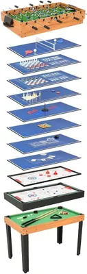 Imagen del producto de Mesa multigame 15 en 1, de 121x61x82 cm, ideal para la habitación de juegos de los niños. Incluye billar, fútbol de mesa, tenis de mesa, hockey y ajedrez