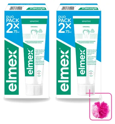 Immagine prodotto di 2 tubetti di dentifricio Elmex Sensitive, per denti sensibili, da 75 ml ciascuno, confezione
