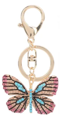 Produktbild von Schlüsselanhänger Schmetterling Zinklegierung Strass Funkelnder modischer Anhänger für Rucksack GeldbörseHellblau