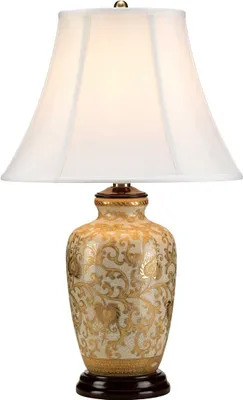 Immagine prodotto di Lampada da tavolo in porcellana Goldthistle, bianco e oro, 1xE27x60W, porcellana, dimensioni: 58x36x16 cm, IP20, Elstead