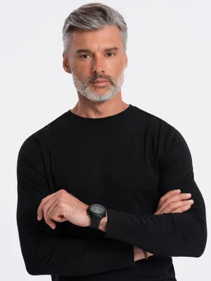 Productafbeelding van Ombre Clothing, heren T-shirt met lange mouwen, model Eliwn, kleur zwart, maat S