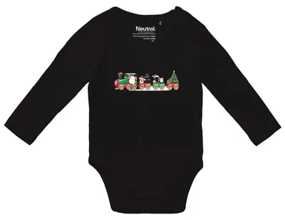Produktbild von Huuraa Baby Body Weihnachtszug Weihnachten 80 Black  Baumwolle Fairtrade Langarmbody Geschenkidee