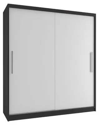 Obrázek produktu pro Velká šatní skříň TIMPAS 158 cm s posuvnými dveřmi ČERNÁ/BÍLÁ