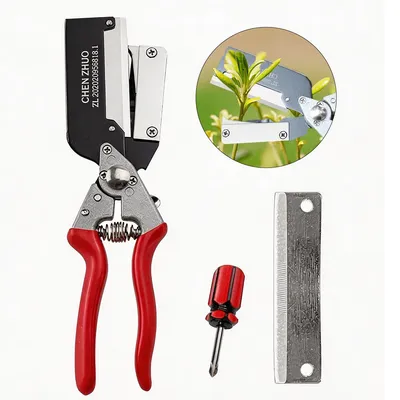 Produktbild von Veredelungsschere, Gartenscheren, für Obstbaumsetzlinge, multifunktionales Veredelungswerkzeug aus Aluminiumlegierung, e Klingen inklusive