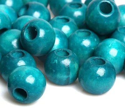 Image de Perles en bois bleu-vert, 20 mm, trou de 8 mm, 50 pièces