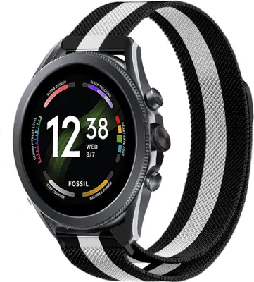 Produktbild von Strap-it Milanese - Kompatibel mit Fossil Gen 6Armband 44mm Fossil uhrenarmband Fossil ersatzarmband Edelstahl für Smartwatch 22mm Armband Schwarz22mm