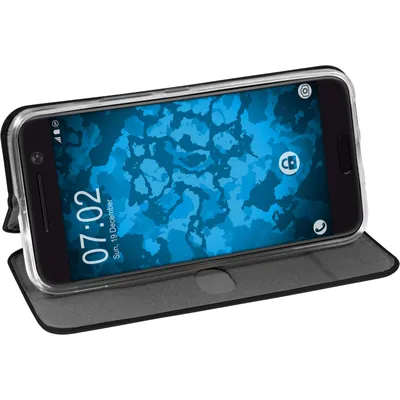 Produktbild von PhoneNatic Kunst-Lederhülle kompatibel mit HTC 10 - Etui schwarz + 2 Schutzfolien