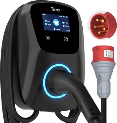 Image de Chargeur de véhicule électrique intelligent, type 2, 11 kW, pour usage domestique, avec câble de 7 mètres et prise CEE