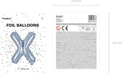Produktbild von Folienballon „X“ mit dem Buchstaben „X“, 35 cm, holografisch