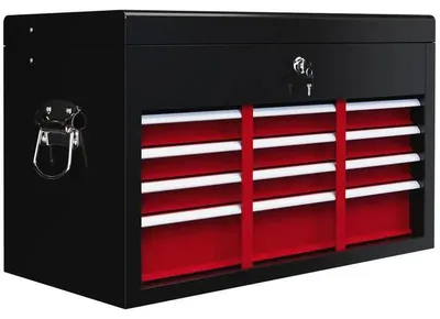 Produktbild von Werkzeugkoffer - Abschließbarer Stahlkasten mit 3 Schubladen - Tragbare Aufbewahrung - Werkzeugkasten - 60x26x34 cm - Armeegrün