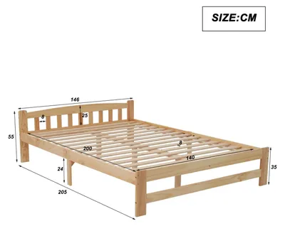 Zdjęcie produktu dla Łóżko drewniane – łóżko podwójne 140 x 200 cm – lite drewno sosnowe – bez schowka – wymaga montażu – kolor drewna: styl B