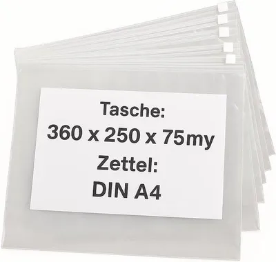 Produktbild von Famanu Dokumententaschen größer als A4 - Wasserfeste Reißverschlusstaschen (10 Stück)