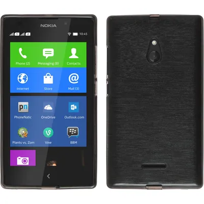 Produktbild von PhoneNatic Case kompatibel mit  Nokia XL - silber Silikon Hülle brushed + 2 Schutzfolien
