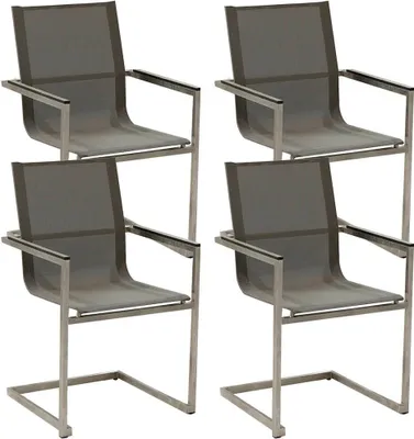 Produktbild von Garden Pleasure Gartenstühle mit Armlehnen Sienna taupe, Metall, 4 St.